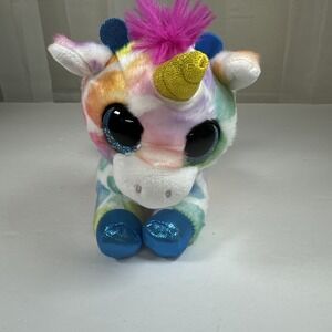 Zuru Coco Surprise Rainbow Unicorn Plush Stuff Animal 6" Big Glitter Eyes Used